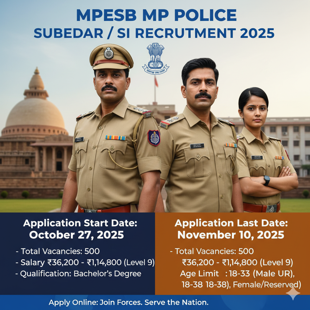 MPESB MP Police Subedar / SI Recruitment 2025: