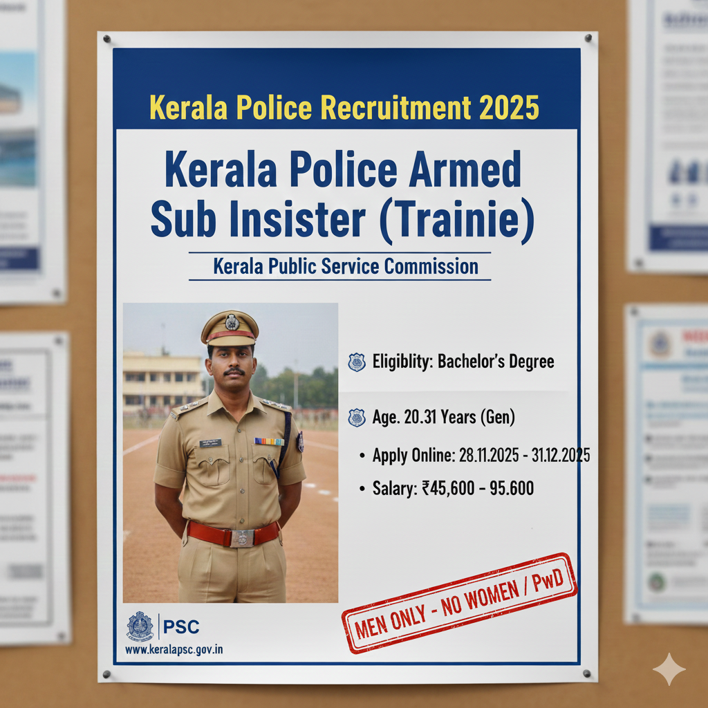 Kerala PSC Armed Police Sub Inspector (Trainee) Recruitment 2025