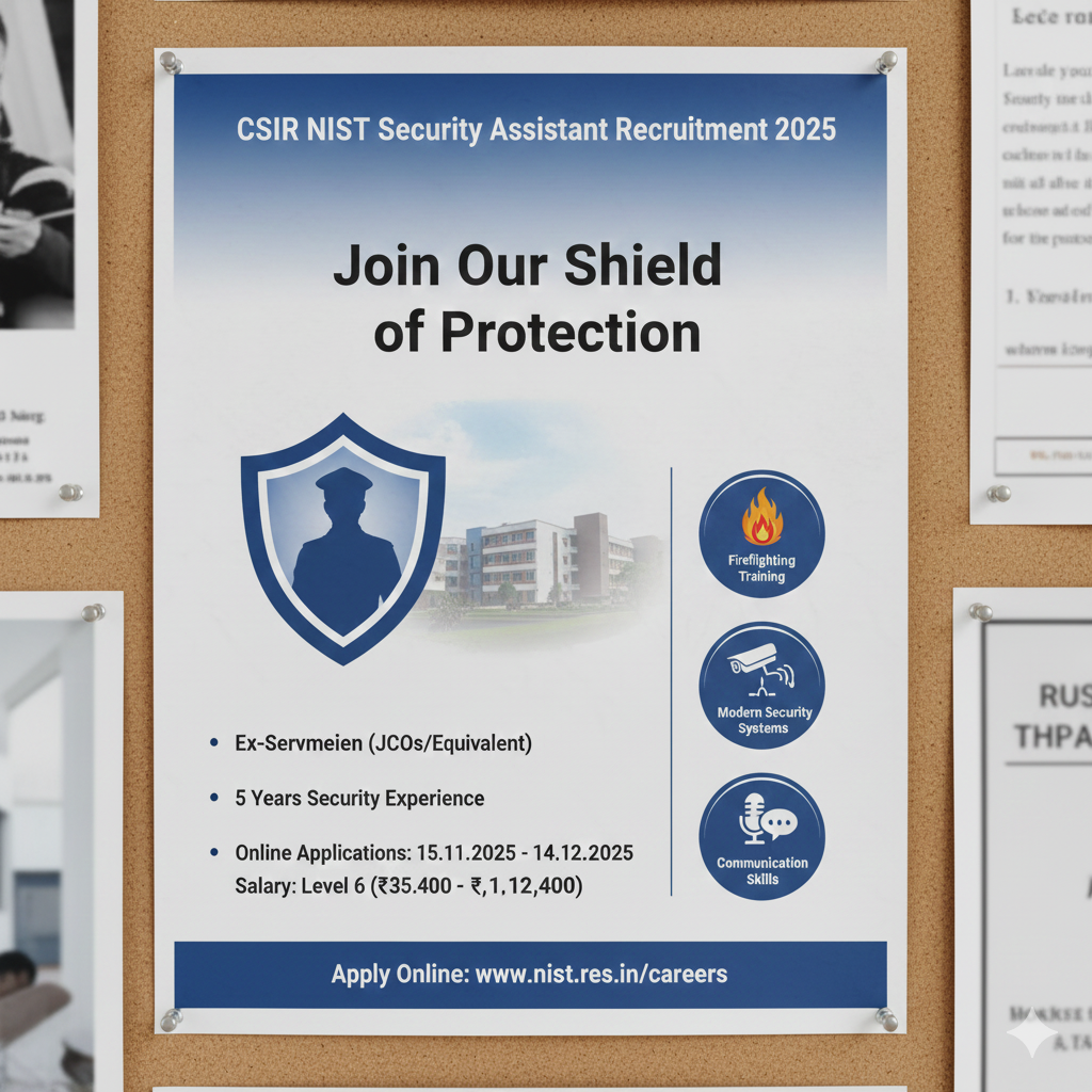 CSIR NIIST Security Assistant Recruitment 2025